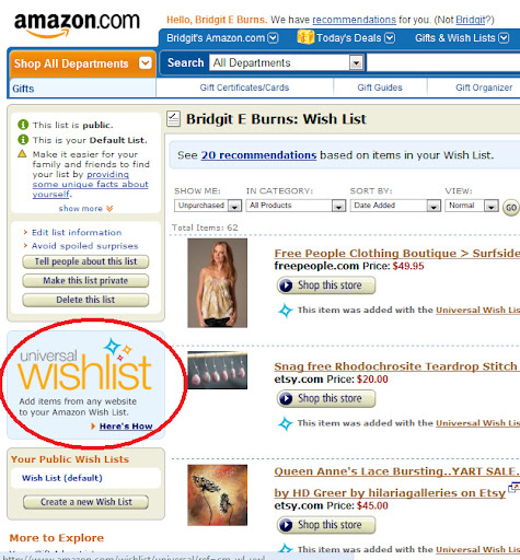 Amazon wish list button